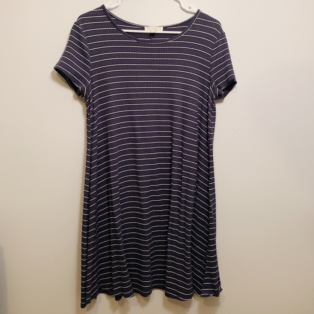 blue + white striped tee shirt dress!